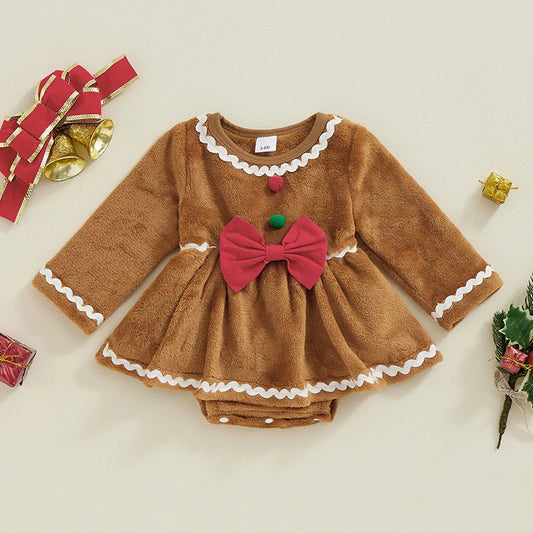 Girls Baby Christmas Gingerbread Jumpsuit Romper