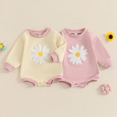 0–18M Baby Girl Embroidered Long Sleeve Flower Romper