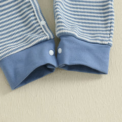 Baby Boy Fall Striped Romper & Hat Set