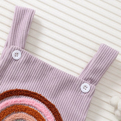 Infant Baby Girl Rainbow/Strawberry Embroidery Overalls