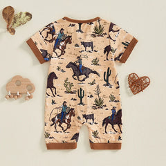 Baby Boy Western Horse Print Romper