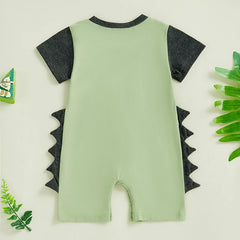 Newborn Baby Boy Contrast Color Short-Sleeve Romper