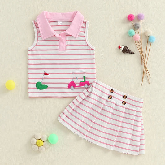 Baby Girl Tank Top & Pleated Skirt Golf Outfit Set