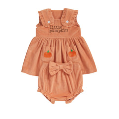 Baby Girl Sleeveless Top & Ruffle Shorts Pumpkin Halloween Set