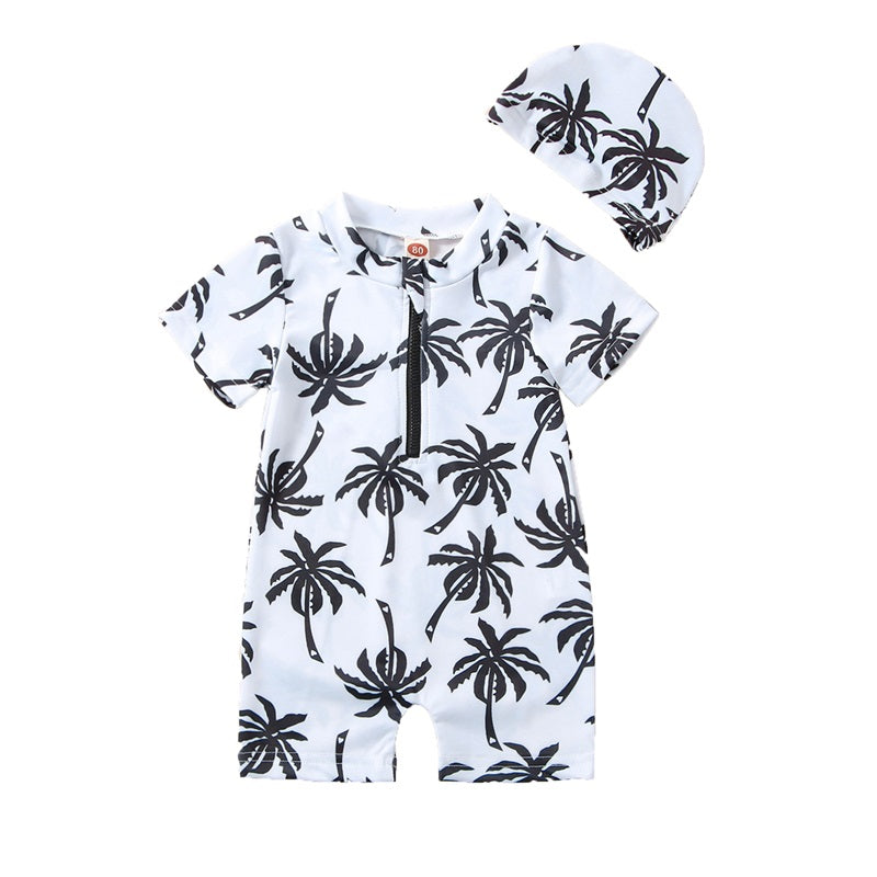 Baby Boy Swimsuit with Hat | Sun-Protective & Comfy