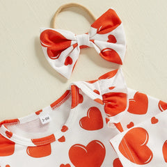 0-18M Baby Girl Ruffle Romper, Corduroy Dress, and Bow Headband