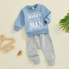 Baby Boy Letter Print Sweatshirt & Comfy Elastic Pants Fall Outfit