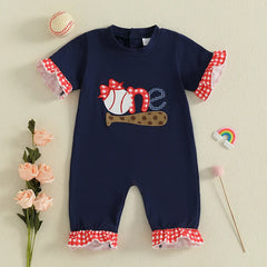 Baby Girl Baseball Romper | Cute Birthday Outfit