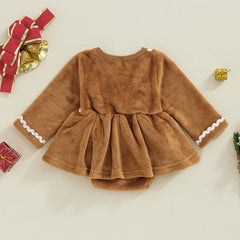 Girls Baby Christmas Gingerbread Jumpsuit Romper