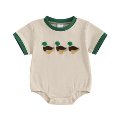 Newborn Baby Boy Duck Embroidery Onesie
