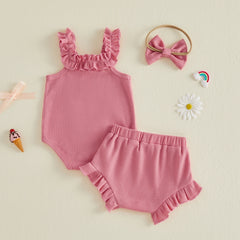 Baby Girl Letter Floral Embroidery Outfit Set