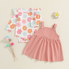 Baby Girl Floral Romper | Overall Dress Set