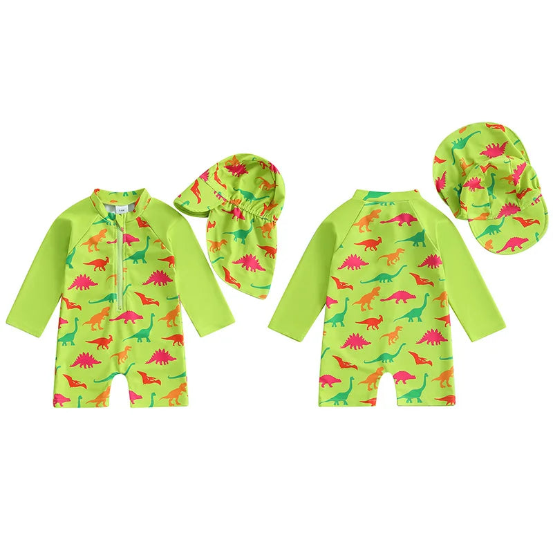 Baby Boys Rash Guard Swimsuit with Swim Cap | Comfy Tummies