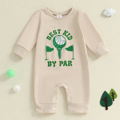 Baby Boy Golf Embroidered Long Sleeve Romper