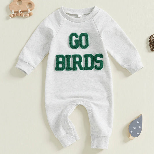 0β18M Baby Girl Letter Embroidery Long Sleeve Sweatshirt Romper