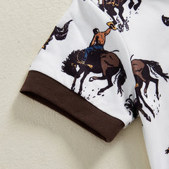 Baby Boy Western Horse Print Romper