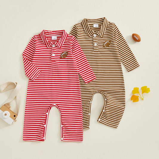 Baby Boy Striped Rugby Long Sleeve Football Romper
