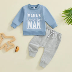 Baby Boy Letter Print Sweatshirt & Comfy Elastic Pants Fall Outfit