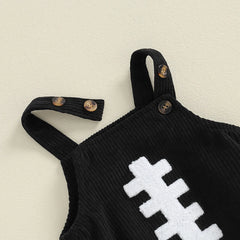 Newborn Unisex Sleeveless Football Embroidery Overalls