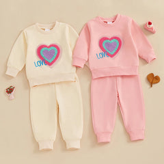 12M - 3T Toddler Girls Valentine's Day Letter Heart Embroidery Set