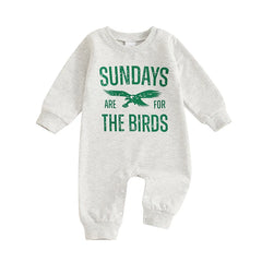Unisex Baby Letter Bird Print Long Sleeve Romper