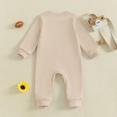 Newborn Baby Boy Fall Rugby Letter Embroidery Romper