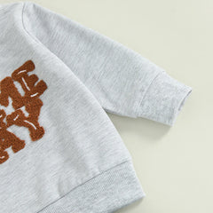 Toddler Boy "Game Day" Embroidered Long Sleeve Top & Denim Pants Fall Outfit