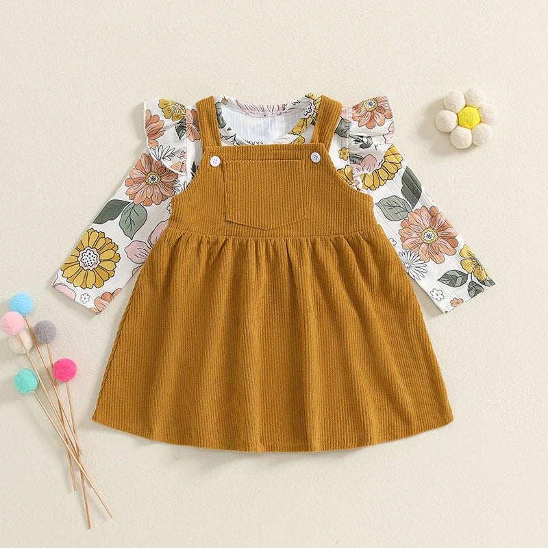 Baby Girl Floral Romper | Overall Dress Set