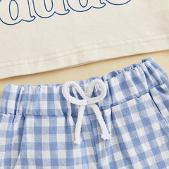 Baby Boys Patriotic 4th of July T-Shirt and Elastic Plaid Shorts Set