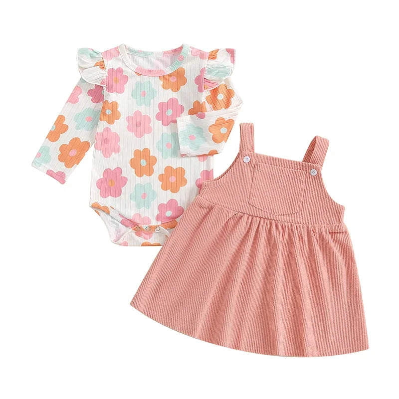 Baby Girl Floral Romper | Overall Dress Set