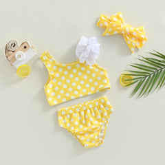 0-3Years Kid Girls 2pcs Swimsuit Sleeveless Dot / Cup Cake Print Tops Summer Beach Shorts