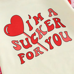 0–18M Baby Girls Valentine’s Lollipop Heart Bubble Romper