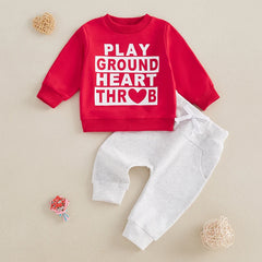 Toddler Boy Valentine’s 2-piece Set Letter-Print Sweatshirt and Jogger Pants