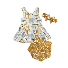 6M - 24M Baby Girls Animal Print Ruffle Outfit Set