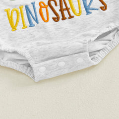 Baby Boy Long Sleeve Dinosaur Embroidered Romper