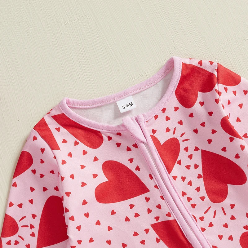 Baby Girl Heart Romper | Cozy Valentine’s Jumpsuit