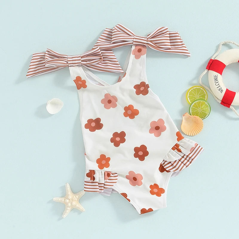 Floral Baby Girl Swimsuit with Ruffles | Summer Ready