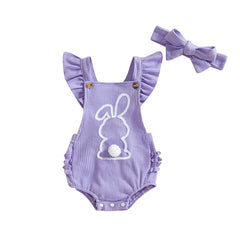 Baby Girls Floral Print Ruffle Onesie with Matching Headband Set