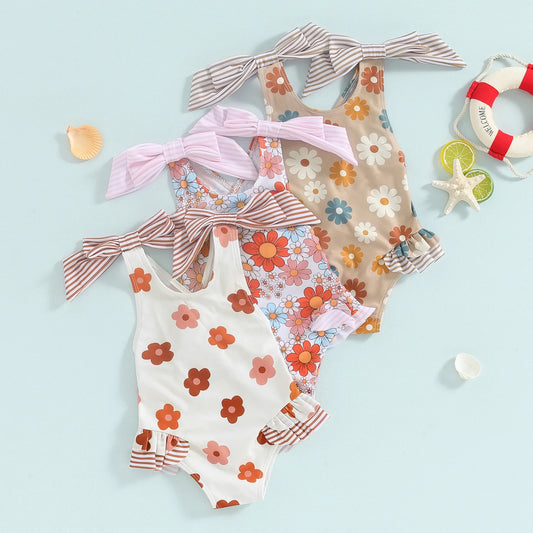 Floral Baby Girl Swimsuit with Ruffles | Summer Ready
