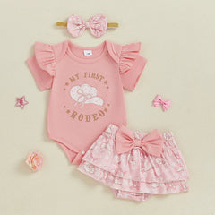 Baby Girl Western Cowgirl Hat & Letter Outfit Set