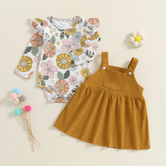 Baby Girl Floral Romper | Overall Dress Set