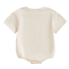 Unisex Letter Riding Horse Print Short Sleeve Infant Onesie