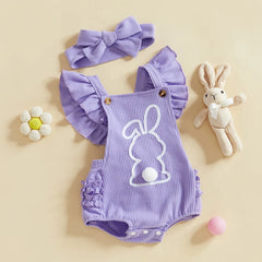 Baby Girls Floral Print Ruffle Onesie with Matching Headband Set