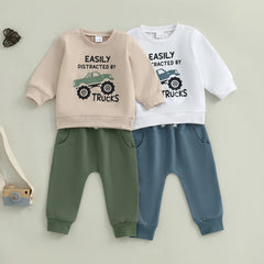 Baby Boys Truck Print Pullover & Pants Fall Set