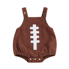 Newborn Unisex Sleeveless Football Embroidery Overalls