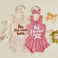 Baby Girl Letter Floral Embroidery Outfit Set