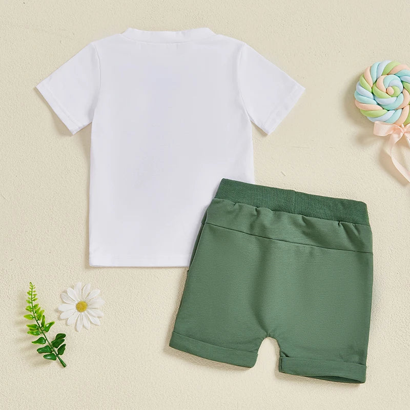 Toddler Boy Excavator Summer Outfit Set | Comfy Tummies