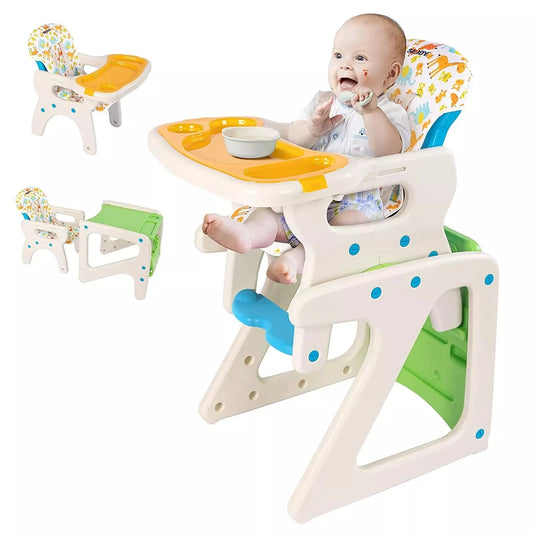 3-in-1 Adjustable Baby High Chair with Reclining Backrest & Feeding Tray (6m–6y)