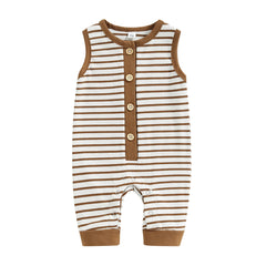 Unisex Infant Sleeveless Stripe Romper