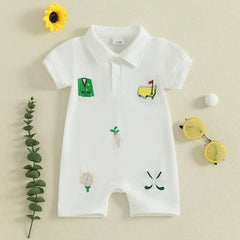 Baby Boys Golf Embroidery Short Sleeve Romper